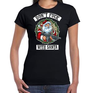 Bellatio Fout Kerstshirt / outfit Dont fuck with Santa zwart voor dames