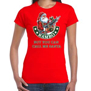 Bellatio Fout Kerstshirt / outfit Rambo but you can call me Santa rood voor dames