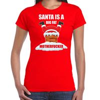 Bellatio Fout Kerstshirt / outfit Santa is a big fat motherfucker rood voor dames