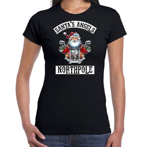 Bellatio Fout Kerstshirt / outfit Santas angels Northpole zwart voor dames