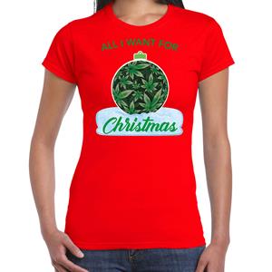 Bellatio Wiet Kerstbal shirt / Kerst t-shirt All i want for Christmas rood voor dames