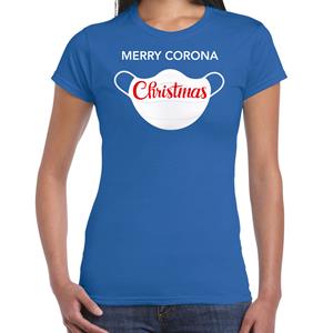 Bellatio Merry corona Christmas fout Kerstshirt / outfit blauw voor dames