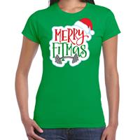 Bellatio Merry fitmas Kerstshirt / outfit groen voor dames