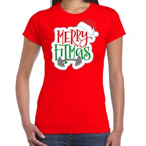 Bellatio Merry fitmas Kerstshirt / outfit rood voor dames