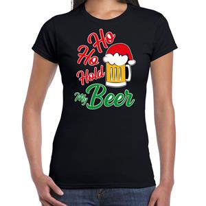 Bellatio Ho ho hold my beer fout Kerstshirt / outfit zwart voor dames