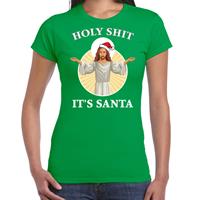 Bellatio Holy shit its Santa fout Kerstshirt / outfit groen voor dames