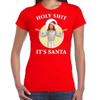 Bellatio Holy shit its Santa fout Kerstshirt / outfit rood voor dames