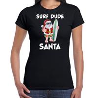 Bellatio Surf dude Santa fun Kerstshirt / outfit zwart voor dames