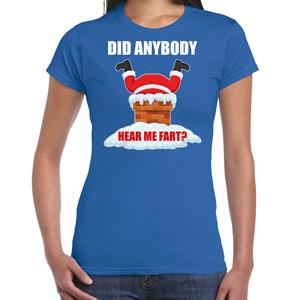 Bellatio Fun Kerstshirt / outfit Did anybody hear my fart blauw voor dames