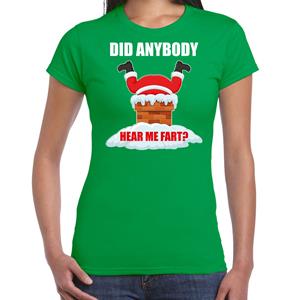 Bellatio Fun Kerstshirt / outfit Did anybody hear my fart groen voor dames