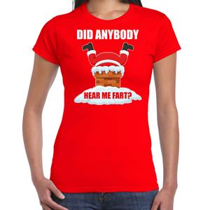 Bellatio Fun Kerstshirt / outfit Did anybody hear my fart rood voor dames