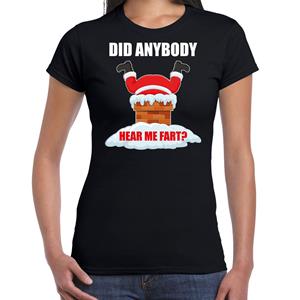 Bellatio Fun Kerstshirt / outfit Did anybody hear my fart zwart voor dames