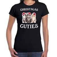 Bellatio Kitten Kerst t-shirt / outfit Christmas cuties zwart voor dames