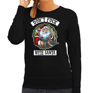 Bellatio Foute Kerstsweater / outfit Dont fuck with Santa zwart voor dames
