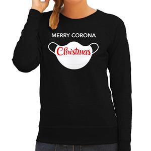 Bellatio Merry corona Christmas foute Kerstsweater / outfit zwart voor dames