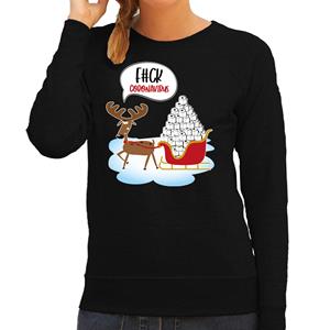 Bellatio F#ck coronavirus foute Kerstsweater / outfit zwart voor dames