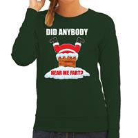 Bellatio Fun Kerstsweater / outfit Did anybody hear my fart groen voor dames