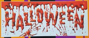 poster Halloween 152 x 61 cm rood/wit