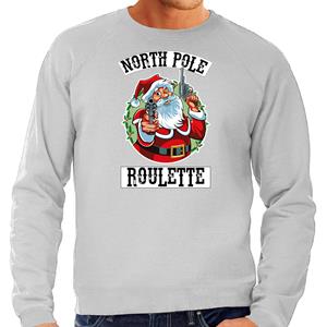 Bellatio Foute Kerstsweater / outfit Northpole roulette grijs voor heren