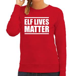 Bellatio Elf lives matter Kerst sweater / Kerst outfit rood voor dames