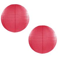 Set van 5x stuks luxe ronde party lampionnen fuchsia roze 50 cm -