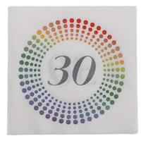 20x Leeftijd 30 jaar themafeest/verjaardag servetten 33 x 33 cm confetti -