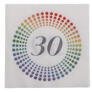20x Leeftijd 30 jaar themafeest/verjaardag servetten 33 x 33 cm confetti -