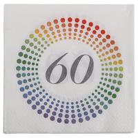 20x Leeftijd 60 jaar themafeest/verjaardag servetten 33 x 33 cm confetti -