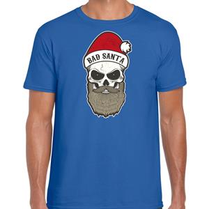 Bellatio Bad Santa fout Kerstshirt / outfit blauw voor heren