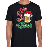 Bellatio Ho ho hold my beer fout Kerstshirt / outfit zwart voor heren