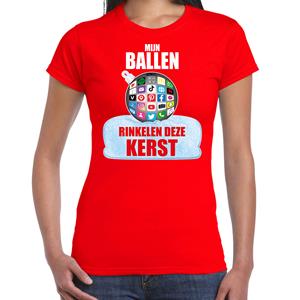 Bellatio Rinkelende Kerstbal shirt / Kerst outfit Mijn ballen rinkelen deze Kerst rood voor dames