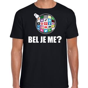 Bellatio Kerstbal shirt / Kerst outfit bel je me zwart voor heren