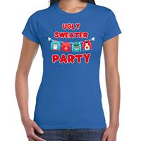 Bellatio Ugly sweater party Kerstshirt / outfit blauw voor dames