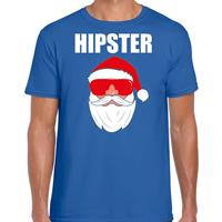 Bellatio Fout Kerstshirt / Kerst outfit Hipster Santa blauw voor heren