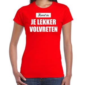 Bellatio Kerst is: je lekker volvreten Kerst t-shirt / Kerst outfit rood voor dames