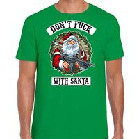 Bellatio Fout Kerstshirt / outfit Dont fuck with Santa groen voor heren