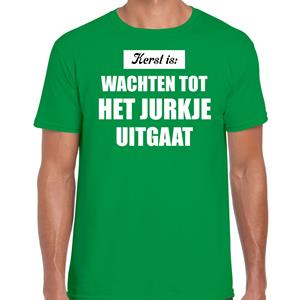 Bellatio Kerst is: wachten tot het jurkje uitgaat Kerst t-shirt / Kerst outfit groen voor heren