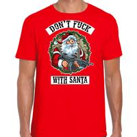Bellatio Fout Kerstshirt / outfit Dont fuck with Santa rood voor heren