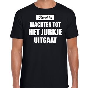 Bellatio Kerst is: wachten tot het jurkje uitgaat Kerst t-shirt / Kerst outfit zwart voor heren