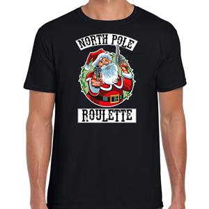 Bellatio Fout Kerstshirt / outfit Northpole roulette zwart voor heren