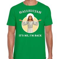 Bellatio Hallelujah its me im back Kerst t-shirt / outfit groen voor heren