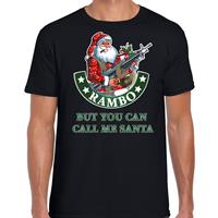 Bellatio Fout Kerstshirt / outfit Rambo but you can call me Santa zwart voor heren