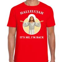 Bellatio Hallelujah its me im back Kerst t-shirt / outfit rood voor heren