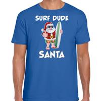 Bellatio Surf dude Santa fun Kerstshirt / outfit blauw voor heren
