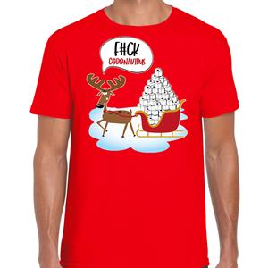 Bellatio F#ck coronavirus fout Kerstshirt / outfit rood voor heren