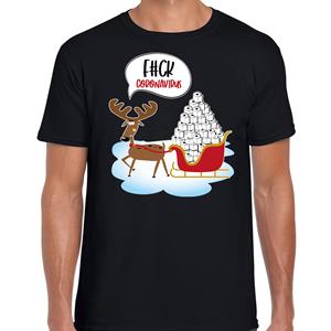 Bellatio F#ck coronavirus fout Kerstshirt / outfit zwart voor heren
