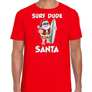 Bellatio Surf dude Santa fun Kerstshirt / outfit rood voor heren