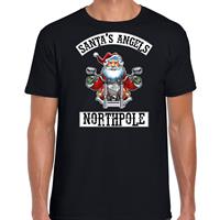 Bellatio Fout Kerstshirt / outfit Santas angels Northpole zwart voor heren