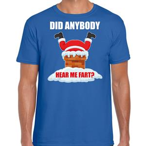 Bellatio Fun Kerstshirt / outfit Did anybody hear my fart blauw voor heren