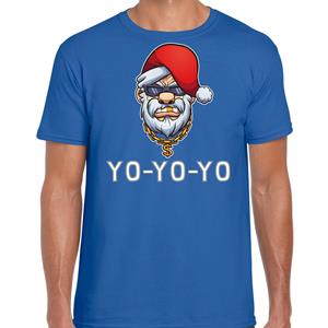 Bellatio Gangster / rapper Santa fout Kerstshirt / outfit blauw voor heren
